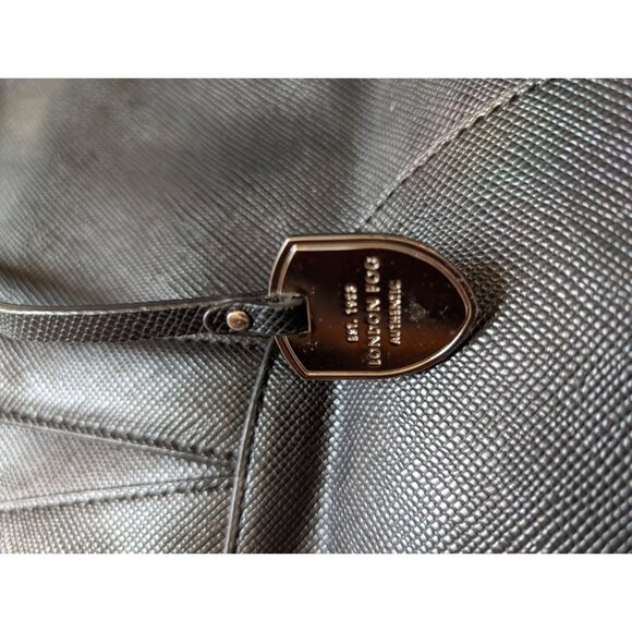 London Fog Black Leather-Like Large Tote Satchel Bag With Silver Hardware & Dual - Picture 3 of 11